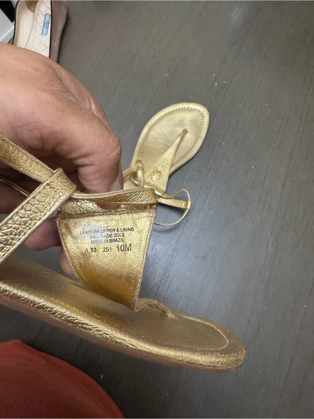 Tory Burch Designer Emmy Metallic Strappy Gold Women's Leather Sandals size W 10